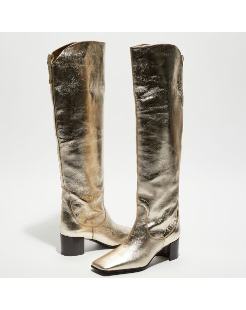 Bottes en Cuir Tessa champagne - Talon 5 cm