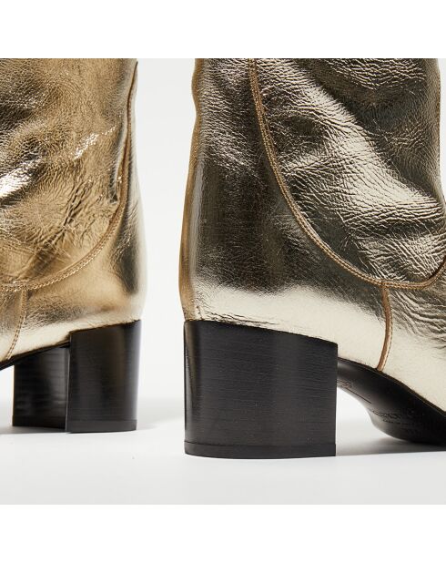 Bottes en Cuir Tessa champagne - Talon 5 cm