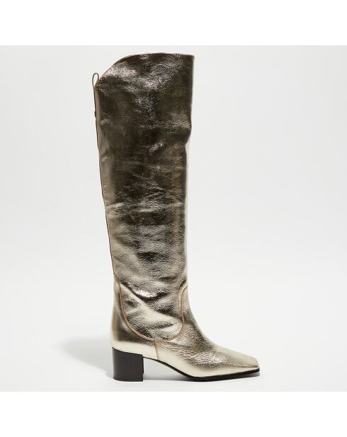 Bottes en Cuir Tessa champagne - Talon 5 cm