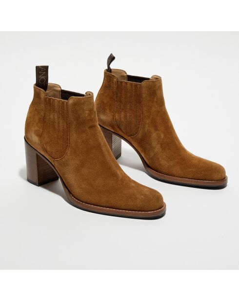 Chelsea Boots en Velours de Cuir Legend cigar - Talon 7 cm