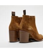 Chelsea Boots en Velours de Cuir Legend cigar - Talon 7 cm