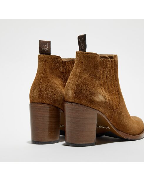 Chelsea Boots en Velours de Cuir Legend cigar - Talon 7 cm