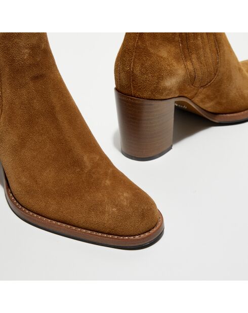 Chelsea Boots en Velours de Cuir Legend cigar - Talon 7 cm