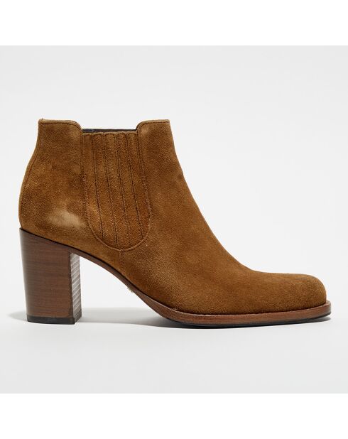 Chelsea Boots en Velours de Cuir Legend cigar - Talon 7 cm
