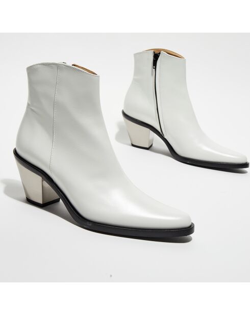 Bottines en Cuir Trinity blanches - Talon 7 cm