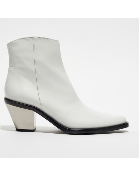 Bottines en Cuir Trinity blanches - Talon 7 cm