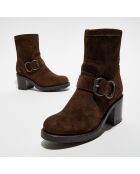 Boots en Velours de Cuir Thorn marron foncé - Talon 7.5 cm