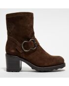 Boots en Velours de Cuir Thorn marron foncé - Talon 7.5 cm