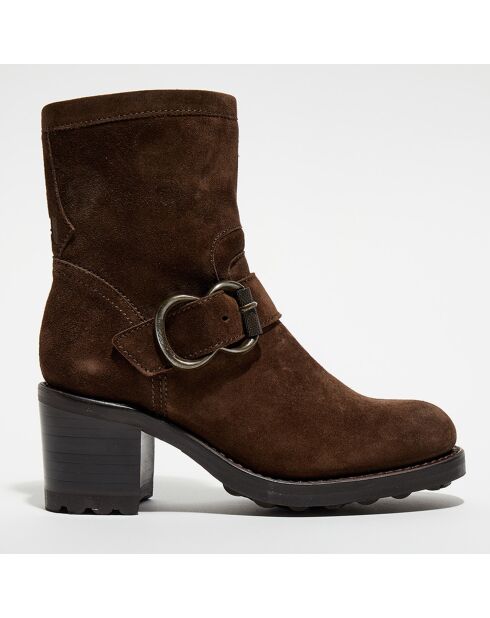 Boots en Velours de Cuir Thorn marron foncé - Talon 7.5 cm