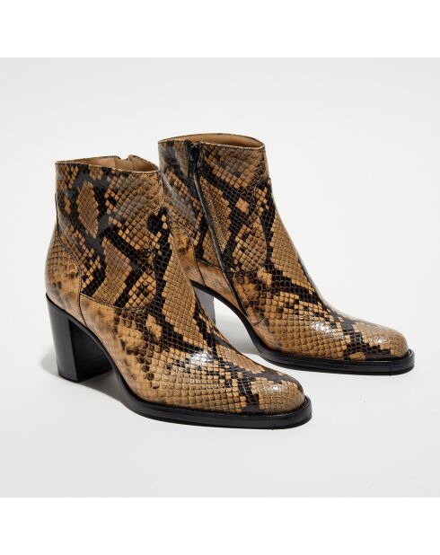 Bottines en Cuir Legend sable - Talon 7 cm
