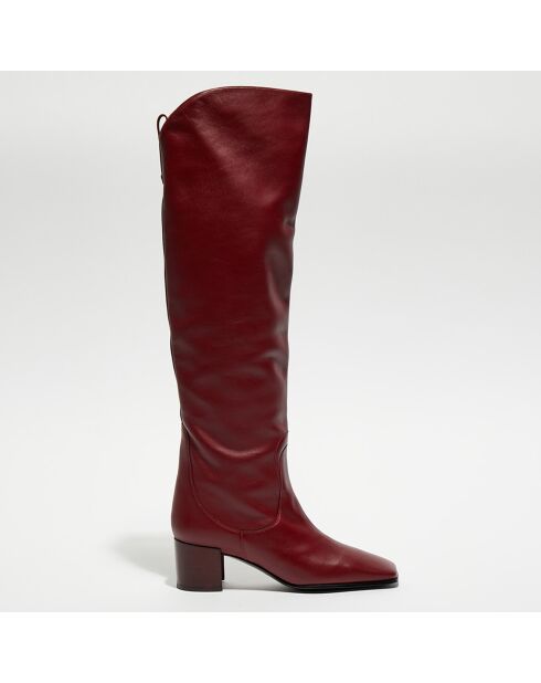 Bottes en Cuir Tessa bordeaux - Talon 5 cm