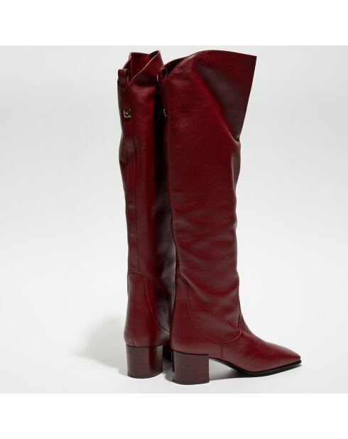 Bottes en Cuir Tessa bordeaux - Talon 5 cm