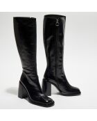 Bottes en Cuir Clio noires - Talon 10 cm