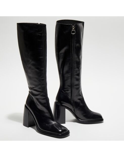 Bottes en Cuir Clio noires - Talon 10 cm