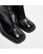 Bottes en Cuir Clio noires - Talon 10 cm