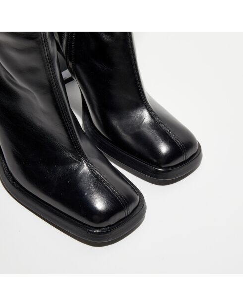 Bottes en Cuir Clio noires - Talon 10 cm