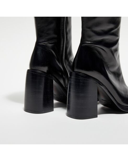 Bottes en Cuir Clio noires - Talon 10 cm