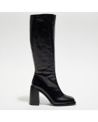 Bottes en Cuir Clio noires - Talon 10 cm