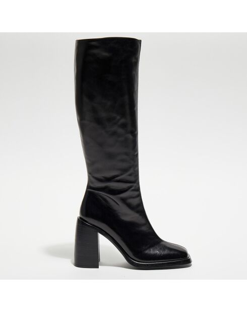 Bottes en Cuir Clio noires - Talon 10 cm
