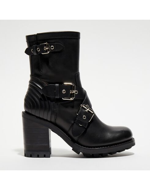 Boots en Cuir Justy noires - Talon 9 cm