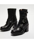 Boots en Cuir Justy noires - Talon 9 cm