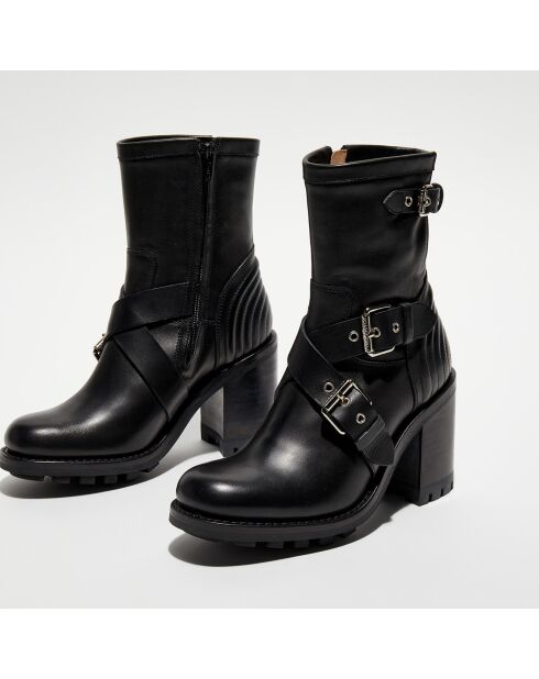 Boots en Cuir Justy noires - Talon 9 cm