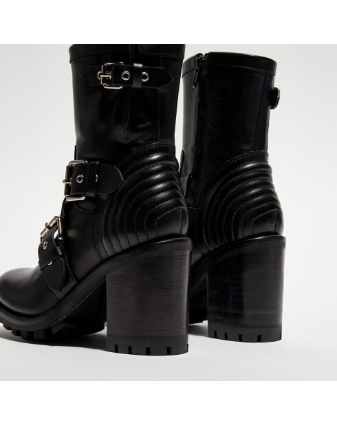 Boots en Cuir Justy noires - Talon 9 cm