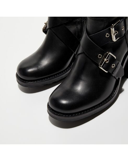 Boots en Cuir Justy noires - Talon 9 cm