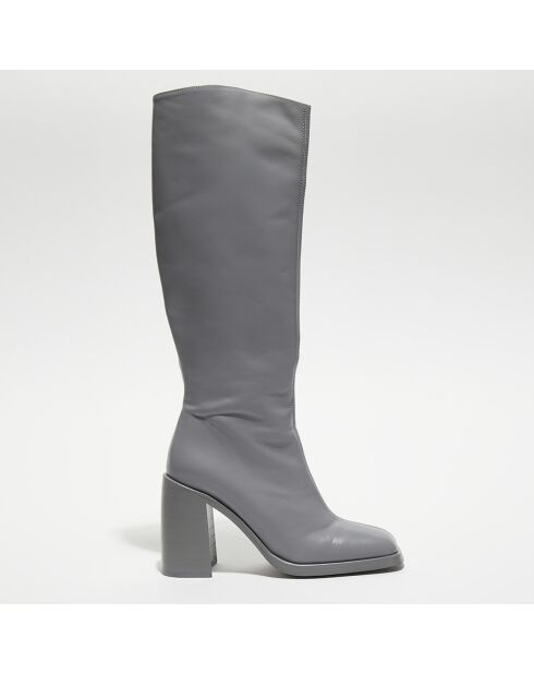 Bottes en Cuir Clio grises - Talon 10 cm