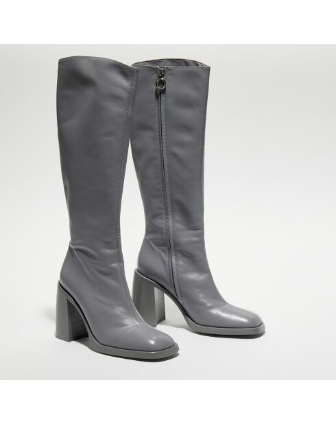 Bottes en Cuir Clio grises - Talon 10 cm