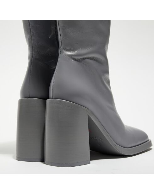 Bottes en Cuir Clio grises - Talon 10 cm