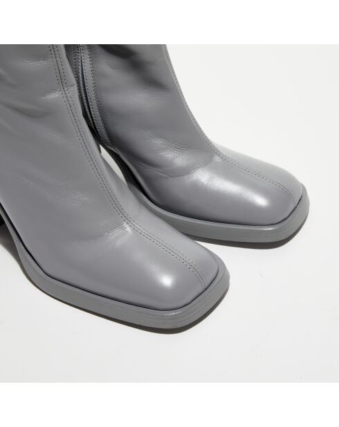 Bottes en Cuir Clio grises - Talon 10 cm