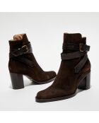 Bottines en Velours de Cuir Legend truffe - Talon 7 cm