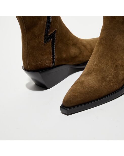 Bottines en Velours de Cuir Calamity army/noir