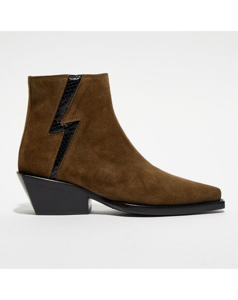 Bottines en Velours de Cuir Calamity army/noir