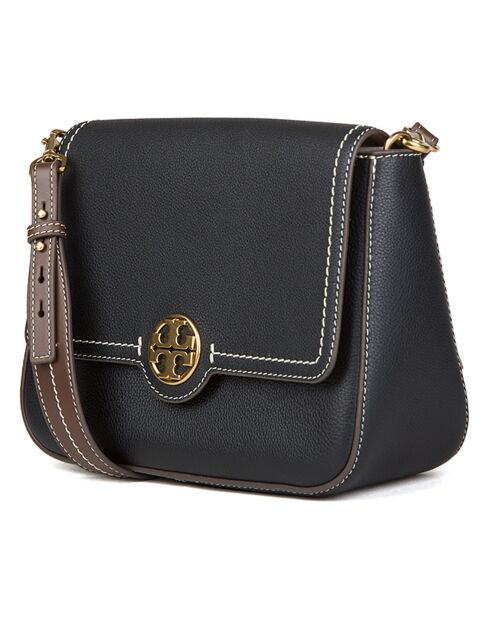 Bandolera Felix de piel negra - 26x19x10 cm