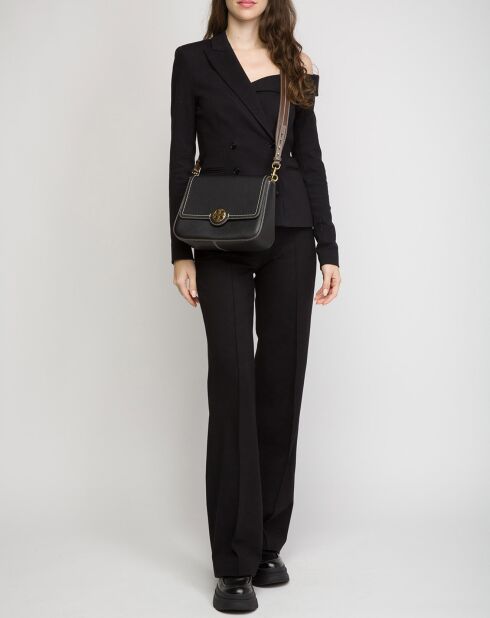 Bandolera Felix de piel negra - 26x19x10 cm