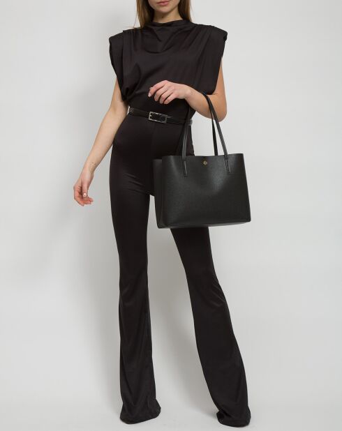 Zwarte leren draagtas van Blake - 33x25x11 cm