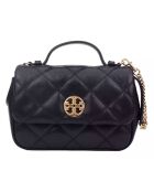 Kleine zwarte Willa leren handtas - 23x17x8 cm