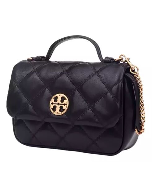 Kleine schwarze Willa Lederhandtasche - 23x17x8 cm