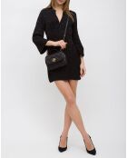 Kleine zwarte Willa leren handtas - 23x17x8 cm