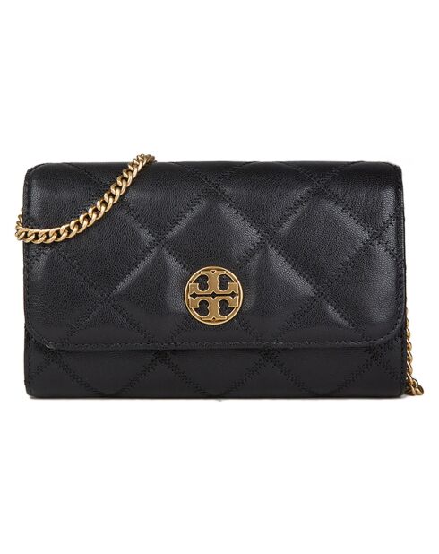 Pochette en Cuir Willa noire - 20x12x5 cm