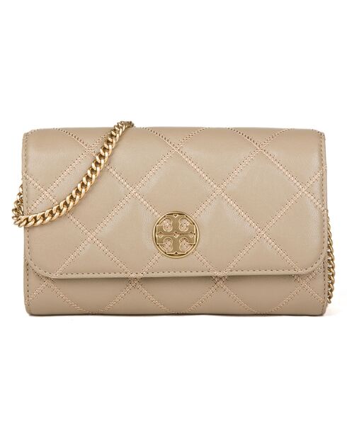 Willa beigefarbener Lederbeutel - 20x12x5 cm