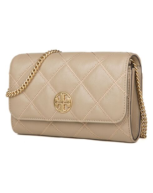 Willa beigefarbener Lederbeutel - 20x12x5 cm