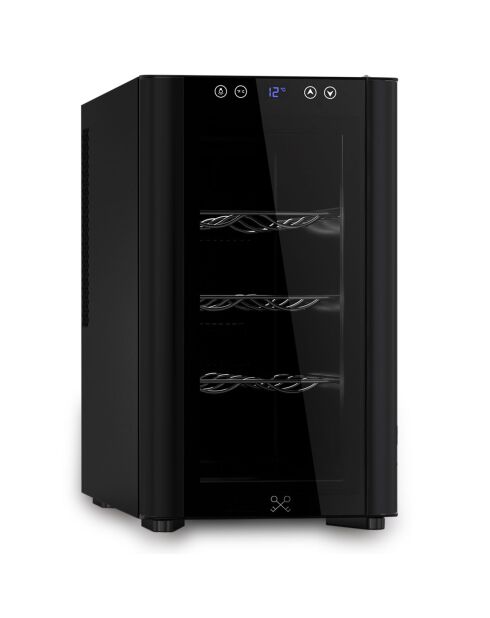 Zwarte vrijstaande wijnkelder met 8 flessen - 26x49,8x46,8 cm