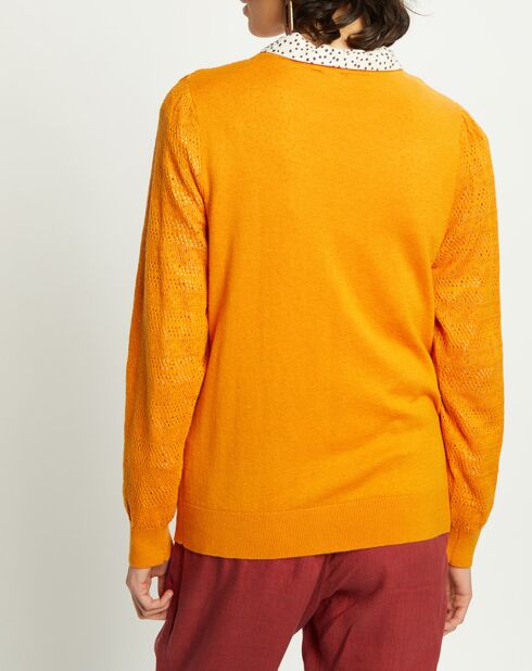 Pull Virginie motifs ajourés tournesol