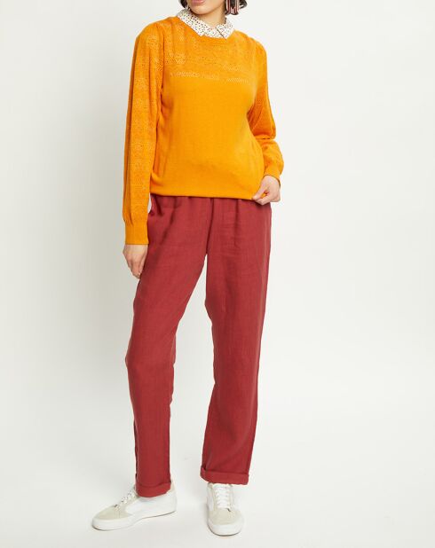 Pull Virginie motifs ajourés tournesol