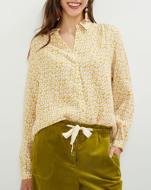 Chemise Lena à fleurs cardamone