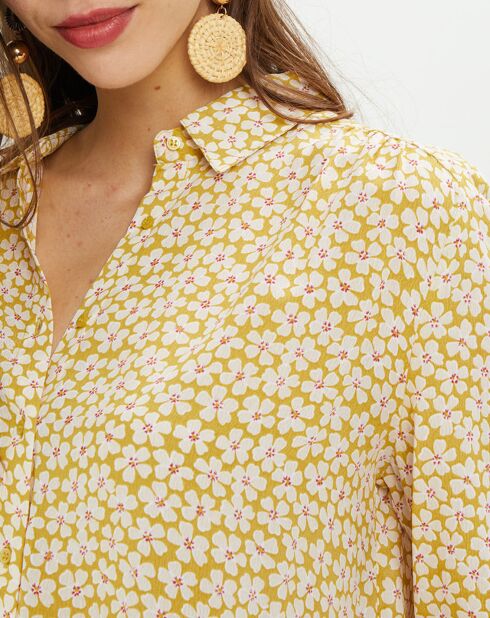 Chemise Lena à fleurs cardamone