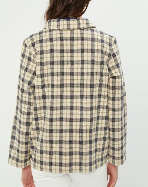 Veste surchemise Lois à carreaux écrue